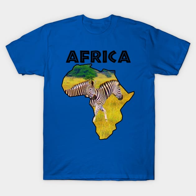 African Wildlife Continent Zebra Stroll T-Shirt by PathblazerStudios